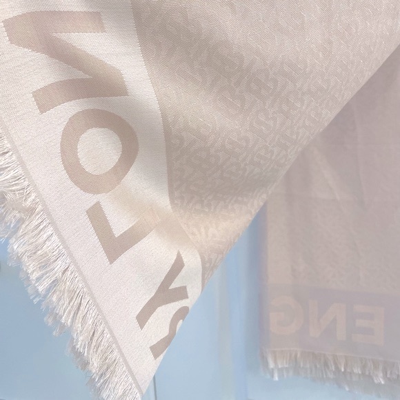 Authentic Burberry Monogram Silk Wool Large Square Scarf - Picture 7 of 14